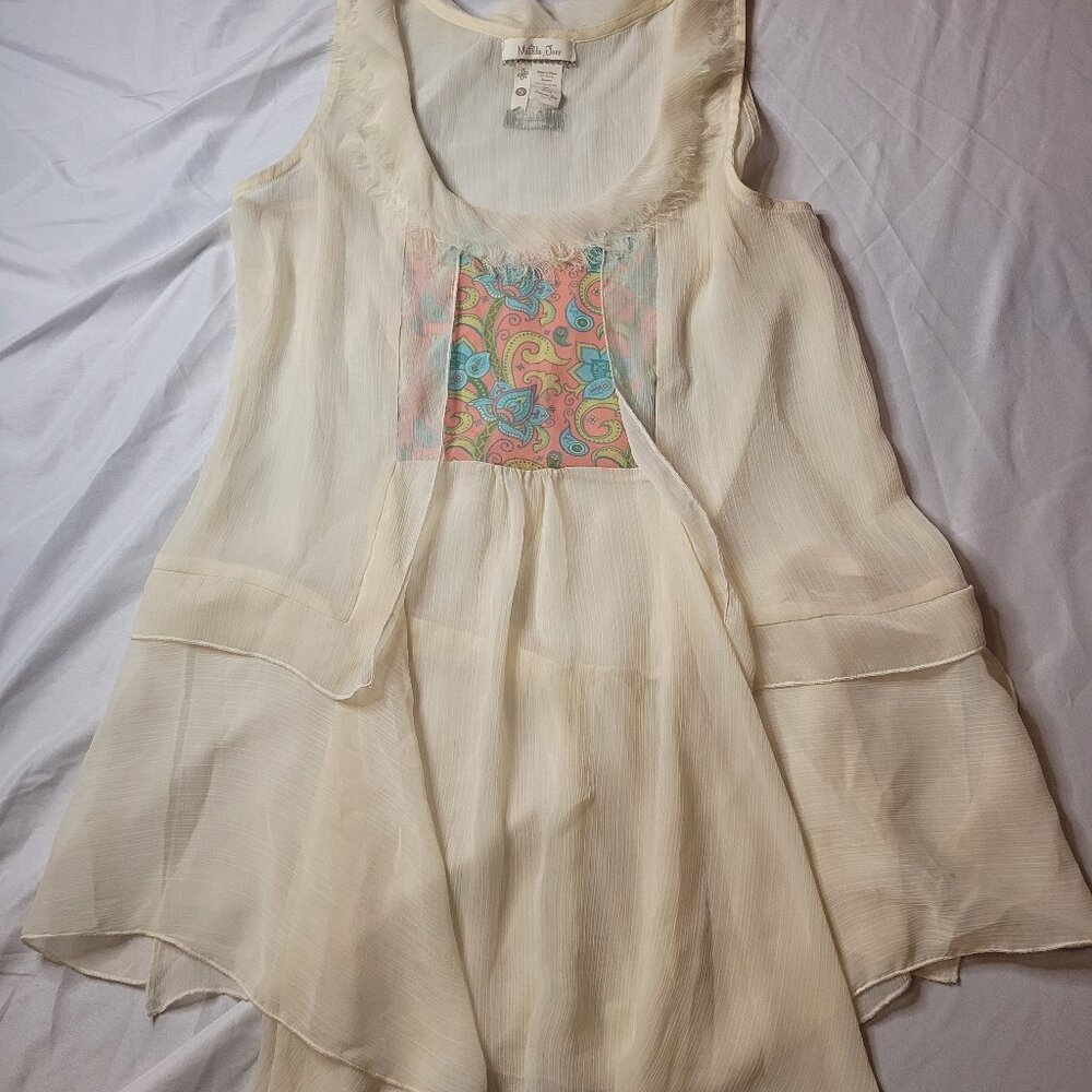 Matilda Jane sleeveless top tank Women's Size Small Cream Ivory Sheer